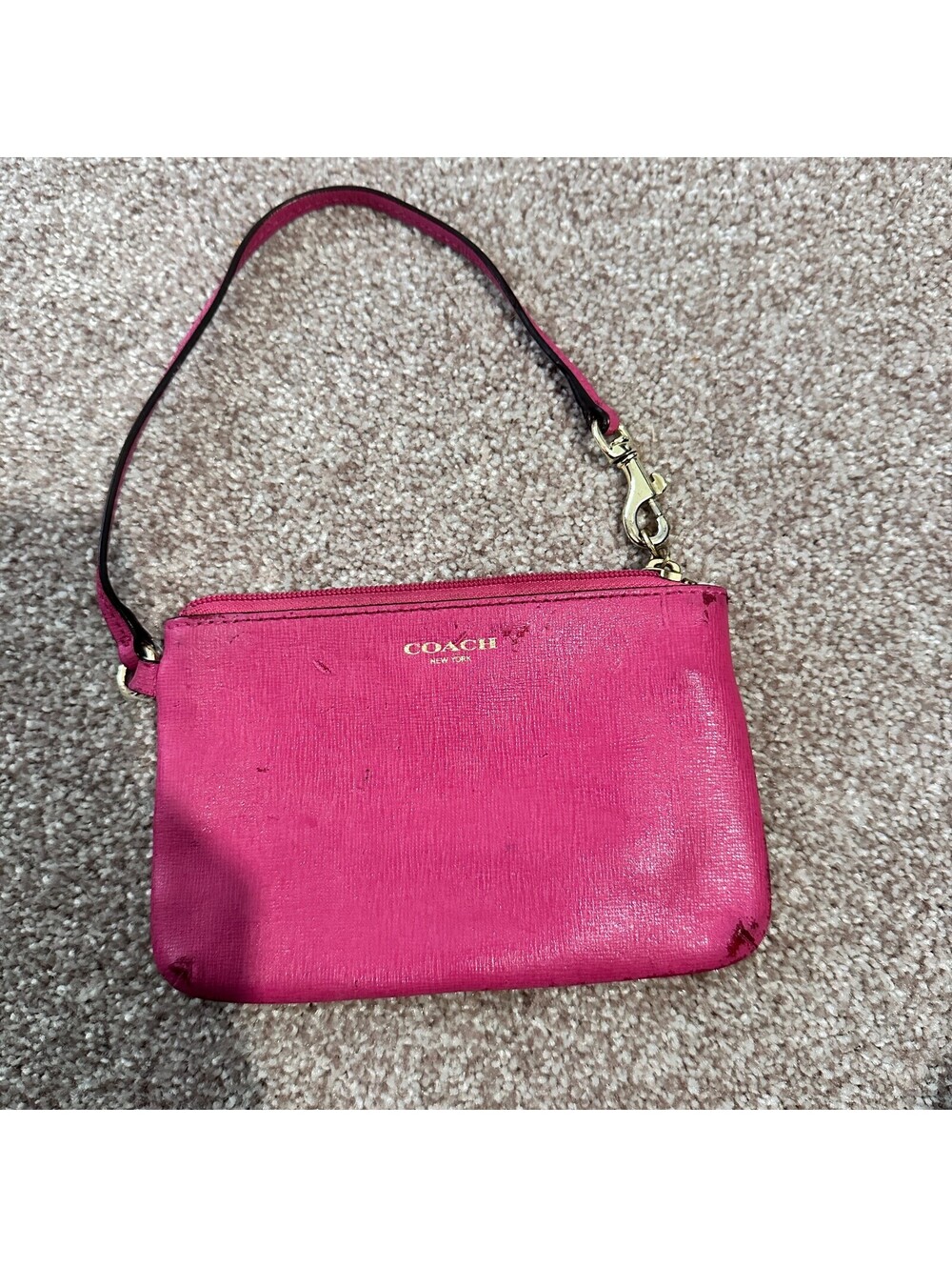 Coach Pink Leather Wristlet Small Purse